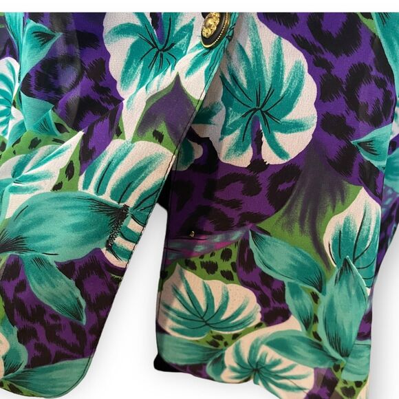 Jang Won Button Up Blouse Women Medium Multicolor Floral Print Retro Chic Boho - Picture 7 of 8